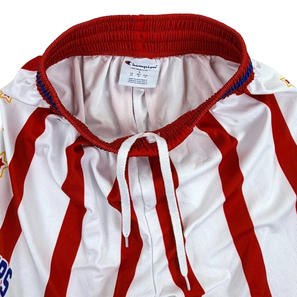 Champion Harlem Globetrotters Basketball Shorts Men Small Red White Blue Striped